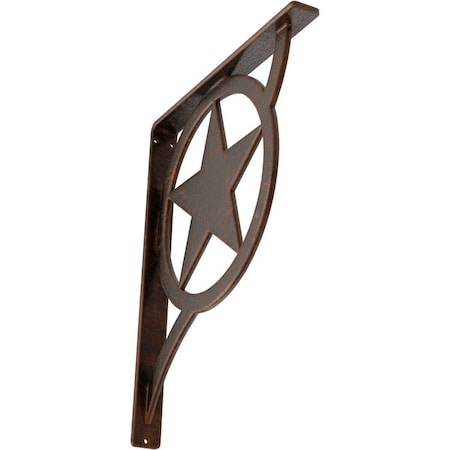 Austin Wrought Iron Bracket, (Single Center Brace), Antiqued Copper 1 1/2W X 12D X 15H
